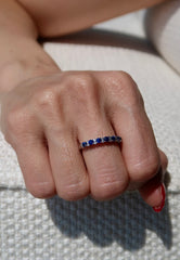 Sapphire and Diamond Half Band 18k