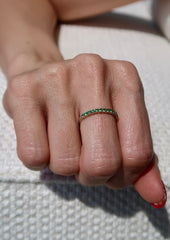 Green Garnite Half Band White Gold 18k