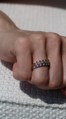 Diamond and (Sapphire, Ruby or Emerald) Half Band 14k