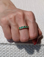 Emerald and Diamond Half Band 18k