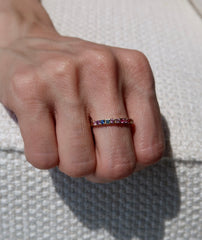 Half Rainbow White Gold Band 18k