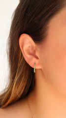 Emerald Gold Hoops 14k