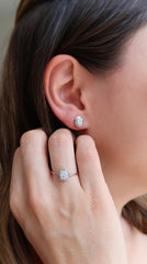 White Gold Round Diamond Ring & Earrings set