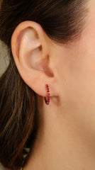 Ruby Yellow Gold Hoops 14k