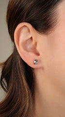 Oval Bezel Aquamarine Studs 14k