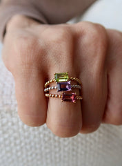 Birthstone Emerald Cut Ring 18k