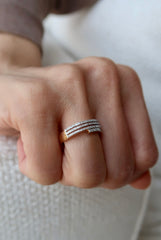 Diamond Triple Band Rosegold Ring 14k