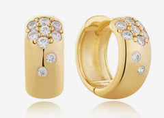 Bold Gold Zircon Sparkling Hoops