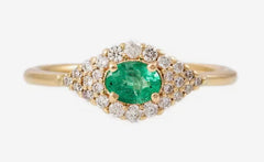 Emerald Devil's Eye Pave Ring