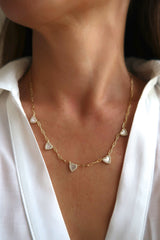 Heart Shell Charm Gold Paperclip Necklace