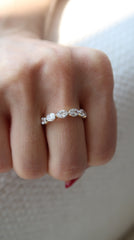 Oval Lab Diamond Half Eternity Band 14k