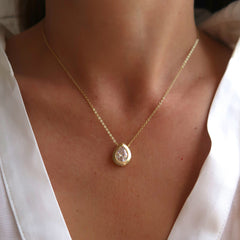 Pear Bezel Diamond Single Necklace