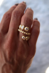 Round Bold Clear Statement 3 Line Ring