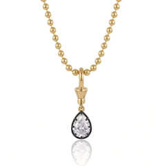Gold bead Pear Charm Necklace