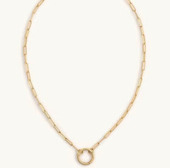 Round Push Clasp Paperclip Chain