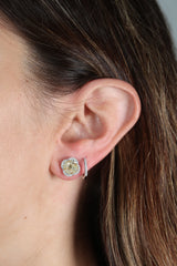 Flower Yellow Diamond White Gold Studs 14k