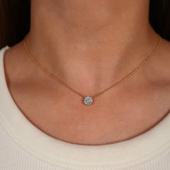--- Diamond Illusion Yellow Gold Necklace 14k