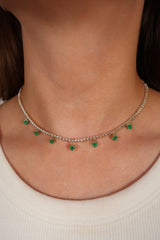 Emerald Heart Diamond Tennis Choker 14k