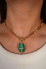Green Beetle Charm with Diamonds 14k
