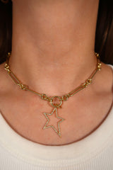 Open Star Charm 14k
