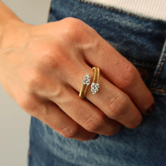 Open Gold Pear Wrap Ring 18k