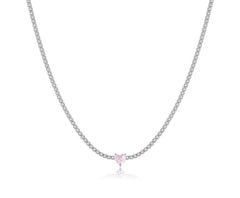Pink Heart Tennis Necklace