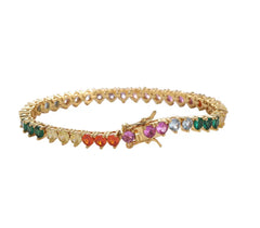 3 Prong Colorful Gold Tennis Bracelet