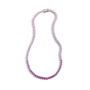 Pink 3 Prong Tennis Necklace