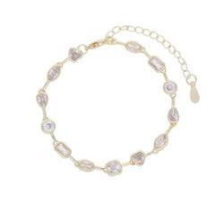 Zircon Geometric Bezel Gold Shaped Bracelet