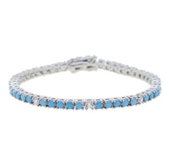 Turquoise and Diamond Tennis Bracelet