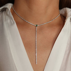 Gold Clear Stone Lariat Tennis Necklace
