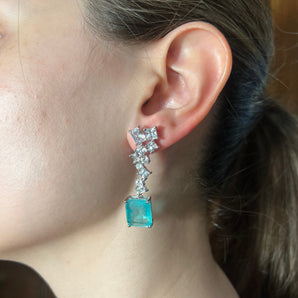 Diamond Paraiba Drop Formal Earrings