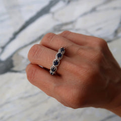 Sapphire Oval and Diamond White Gold Ring 14k