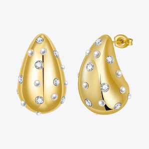Gold Pearl and Diamond Dupe Earrings