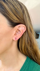 Ruby Flower Studs Gold 14k