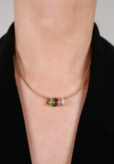 Ball Rondelle Skinny Necklace (Rainbow)