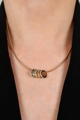 Ball Rondelle Skinny Necklace (2 Diamond & Colors)