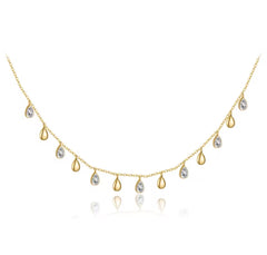 Oval Zircon and Gold Filled Charm Necklace
