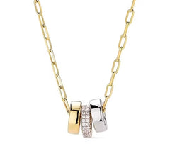 Paperclip Triple Rondelle Gold Necklace