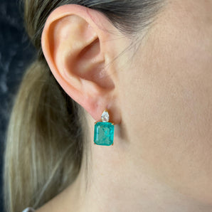 Square Paraiba and Diamond Earrings