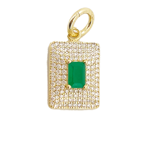 Square Emerald Pave Charm