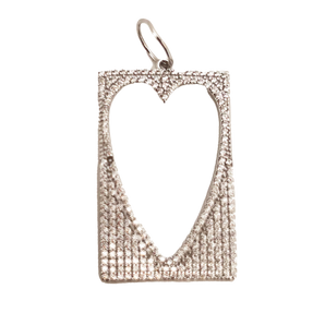 Open Silver Pave Heart Charm