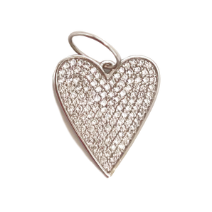 Silver Heart Pave Charm