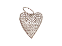 Silver Heart Pave Charm