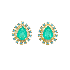 Pear Paraiba and Turquoise Studs