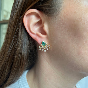 Emerald Oval and Starburst Studs (Gold & Silver)