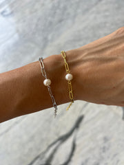 Paper Clip Pearl Bracelet