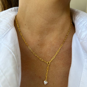Heart Diamond Lariat Necklace