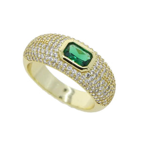 Pave Emerald Bezel Ring