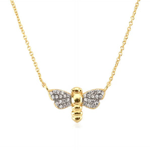 Bee Pave Gold Pendant Necklace